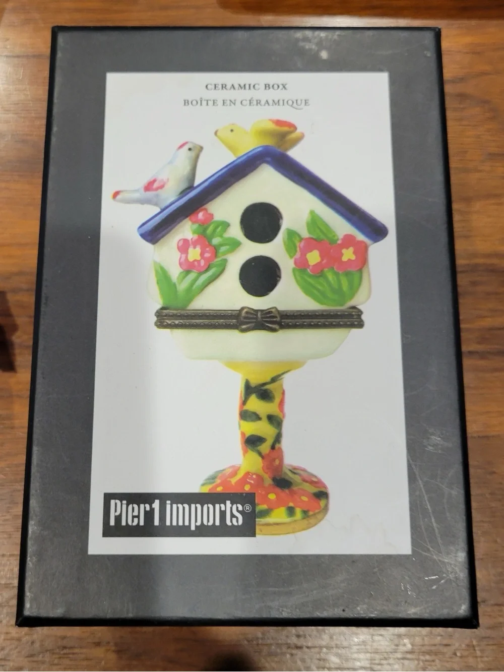 Pier 1 Multicolor Hand-Painted Ceramic Birdhouse Box